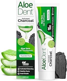 Aloe Dent Charcoal Toothpaste Fluoride Free, Natural Action, Vegan, Cruelty Free , SLS Free, Whitening, Healthy Gums , 100 ml