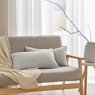 Simple&Opulence 100% Linen Lumbar Pillow Cover 12 x 20 Inches Set of 2 Rectangular Decorative Throw Cushion Cover for Couch Sofa Bed Living Room Office Soft Breathable Farmhouse - Light Grey