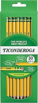 Ticonderoga Wood-Cased Pencils, Pre-Sharpened, #2 HB Soft, Yellow, 30 Count