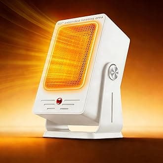 Portable Space Heater for Indoor Use,Desktop Heater with PTC 2s Fast Heating, 60° Adjustable Angle Design Small Electric Heater Lightweight for Personal, Office,Room,White