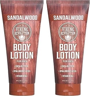 Viking Revolution Sandalwood Body Lotion for Men – Mens Lotion for Dry Skin with Shea Butter, Hyaluronic Acid and Vitamin B5 – Nourishing Mens Body Lotion for Hydrated and Smooth Skin (8oz, 2 Pack)