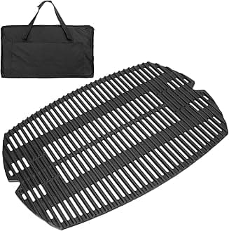 BBQ-PLUS 7583 Cast Iron Cooking Grate for Weber Q200 Q220 Q2000 Q2200 Series,Grill Grate Accessories Replacement for Weber 396000 396001 566001 566002 566014 Char Q,21-1/2 x 15-1/4" with Carry Bag