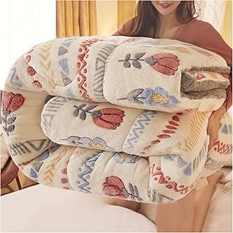RRNAR Down Duvet, Cashmere Quilt, Quilt/quilts, Comforter, Winter Quilt Thicken Lamb Cashmere Duvet for All Seasons, Soft and Durable Heavy Quilts, Machine Washable,H,180x220cm(4kg) [Energy Class A]