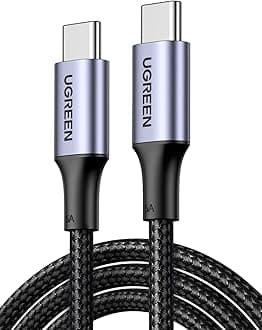 UGREEN USB C to USB C Cable, 100W 2-Pack USB C Charger Cable for iPhone 17/17 Air/17 Pro/17 Pro Max/16, MacBook Pro, iPad Pro, Dell XPS, Samsung Galaxy S25/S24/S23 Ultra, Switch, Pixel, 6.6FT Black