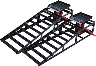 Hydraulic Car Ramps 5T 11000lbs Capacity, Heavy Duty Steel Car Lift Service Ramps for Oil Change and Maintenance, Low Profile Vehicle Lift Ramps 9.8"-13" Height, 2 Pack, Black