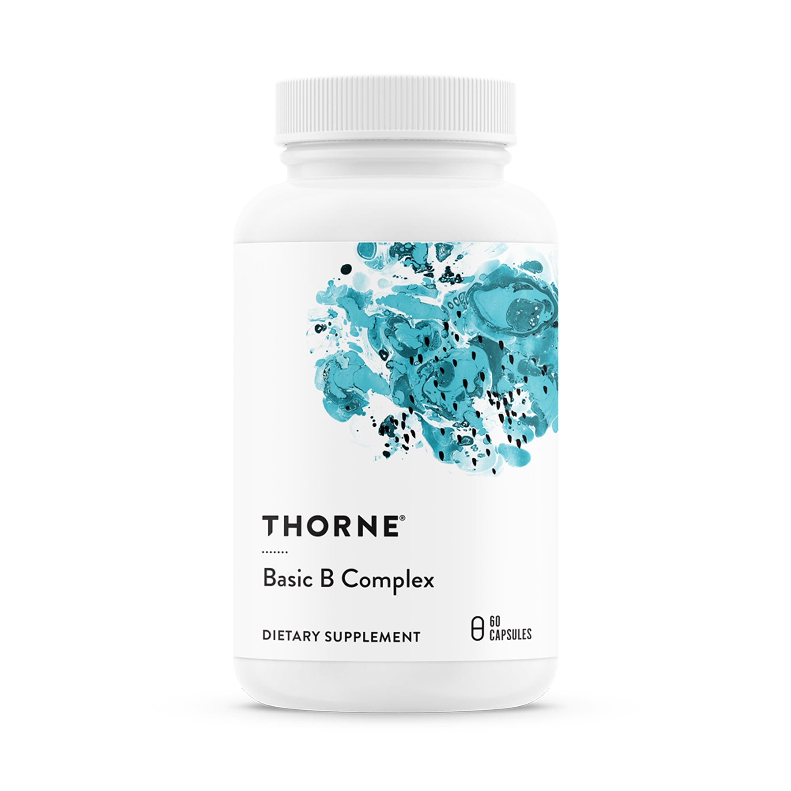 THORNE - Basic B-Complex - Tissue-Ready Vitamin B Complex Supplement with Choline - Supports Cellular Energy Production, Brain Health & Red Blood Cell Formation* - Gluten-Free - 60 Servings