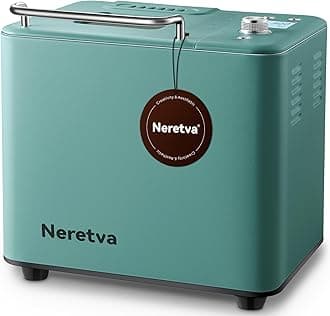 Neretva Bread Maker, 20-IN-1 2LB Bread Machine Dual Heater Bread Maker Machine Automatic with Nonstick Ceramic Pan, 15H Timer & 1H Keep Warm Set, Low Noise, Stainless Steel Breadmaker Recipe-Green