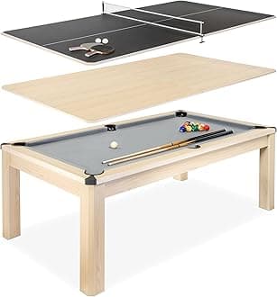 3 in 1 Pool, Dining, & Table Tennis Combo Table and Storage Benches - 7 ft or 8 ft - Convertible Billiards and Table Tennis with Accessories