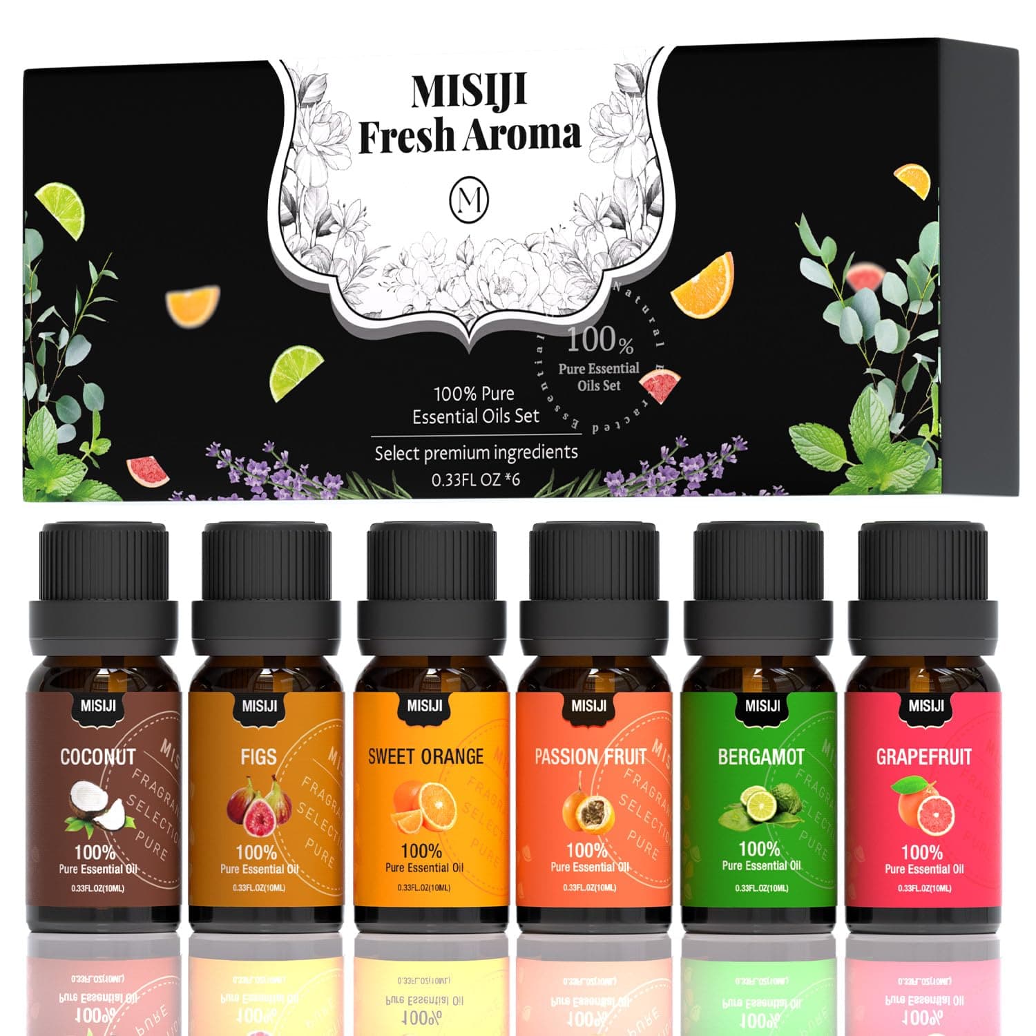 Essential Oils Set Top 6 Fruity-Essential Oils for Diffuser for Home,Air Freshening Diffuser Oils Scents for Aromatherapy,Laundry,Candle&Soap Making,Humidifiers 6 X 10ML