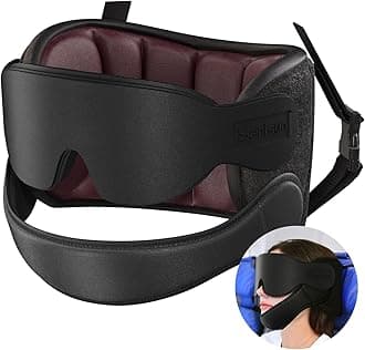 Travel Pillows for Airplanes with Sleep Eye Mask, Chin Strap, Airplane Pillow for Long Flights, Car Road Trip, 360° Headrest, Stop Bobblehead, Red