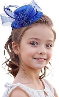 2026 Mini Fascinators Hat - Elegant Small Blue Kentucky Attire Derby Headwear Accessories 1920s 50s High Tea Party Church Tiny Veil Hat with Hair Clip for Women Girls