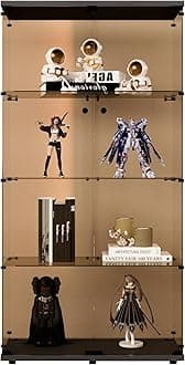 HomVent Glass Display Cabinet Display Case Corner Curio Cabinet, Storage Showcase w/Adjustable Shelves, Tempered Glass Doors for Living Room