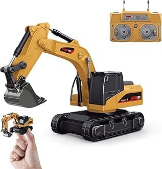 BRRRRT 1/64 Remote Control Excavator,Remote Control Construction Vehicles with Metal Shovel,Type-C Direct Charging RC Excavator,Birthday Gifts for Boys and Girls Age 3+