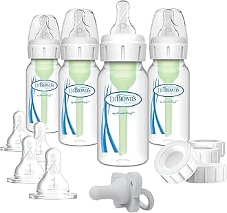 Options Slow Flow Bottle Set for Breastfed Baby, 4 Ounce, Clear