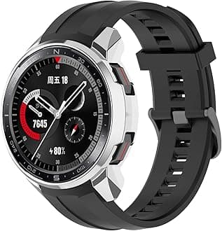 FitTurn Compatible with Huawei Honor Watch GS pro case,Soft Fashion Plated Metal Color Frame Shock Resistant Proof Cover Protective Protector Shell Bumper Accessory TPU Silicone Case (Silver)