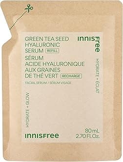 Green Tea Seed Hyaluronic Serum Refill with Panthenol and Niacinamide, Korean Face Serum for Hydration and Glow