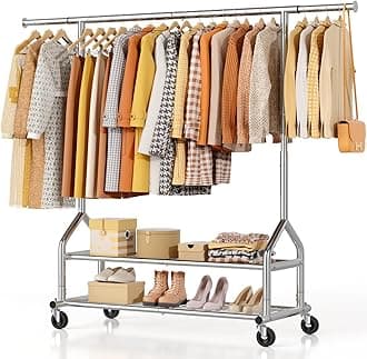EAGMAK Heavy Duty Clothes Rail, Clothing Rail With Shelves Load 252 KG, Frees...