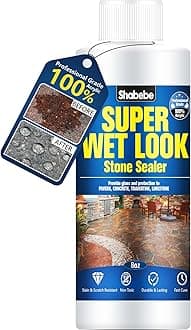 Super Wet Look Stone Sealer-8oz, Durable & Long-Lasting Protection with High Gloss Finsh, Stain Proof, Against Water Damage & Dissolved Salts Natural Stone Sealer for Slate, Sandstone, Driveways