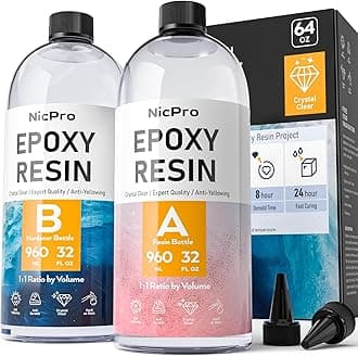 64 Ounce Crystal Clear Epoxy Resin Kit, Food Safe DIY Starter Epoxy Resin for Craft, Canvas Painting, Molds Pigment Jewelry Making, Resin Coating and Casting
