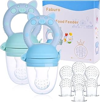 FaburoBaby Food Feeder Baby Fruit Feeder Pacifier Set Fresh Food Feeder: 2PCS Fruit Feeder Pacifier with 7 Silicone Sacs (3 Sizes- S, M, L)