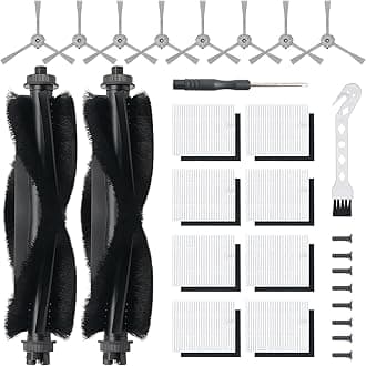 20Pcs Replacement Accessory kit for Eufy L60 Series, Eufy L50 Series Robot Vacuums Parts, 2 Roller Brush, 8 HEPA Filters and Foam Filters, 8 Side Brushes, 1 Screwdriver, 1 Clean Tool