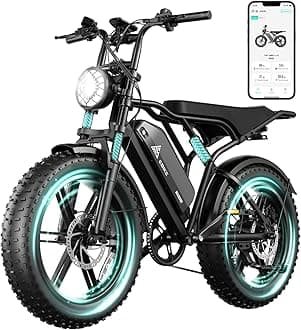 TST Electric Bike for Adults 1500W Peak 20" Fat Tire All-Terrain E-Bike 60/110 Miles 28MPH Electric Dirt Bike for Road Sand Mountain Snow - 48V 15/25AH Battery Powered Electric Motorcycle