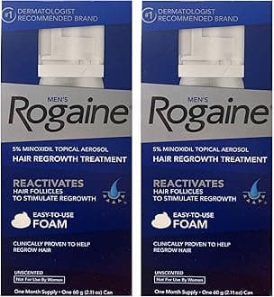 Rogaine Mens Hair Regrowth Foam 5% Unscented 1 Month Supply (Pack of 2)