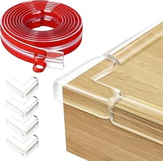 Edge Protector Baby Proofing Corner Protectors Silicone Desk Edge Cushion Child Safety Edge Covers Bumper for Table, Cabinets, Crib, 13ft x 1.2 Inch Edge Protector Strip with 4 Pack Corner Guards