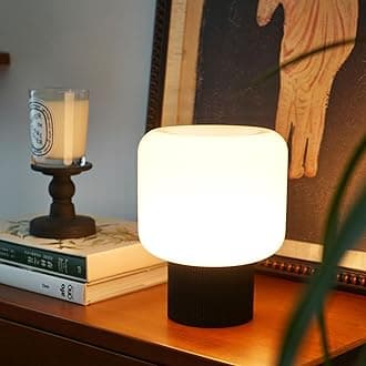 Mushroom Halo Table Lamp, 5W with Glass Shade, 3 Color Dimmable Retro Touch Bedside Lamp for Bedroom Ambient Decor, Black