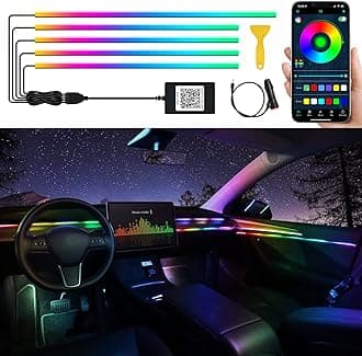 Acrylic Interior Car LED Strip Light with Wireless APP, RGBIC Dreamcolor 5 in 1 Ambient Lighting Kits, 16 Million Colors Sound Active Function Car Neon Lights, Sync to Music (dreamcolor 5 in 1)