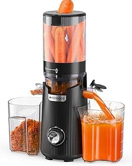 ACOQOOS Juicer Machines, 135MM Wide Chute for Whole Fruit and Vegetable,1.8L Auto-Feed Time-Saver, Slow Masticating High Yield, Easy to Clean Cold Press Juicer with 2 Cups, Black