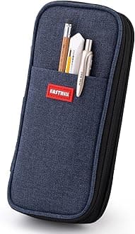 EASTHILL Big Capacity Pencil Case Large Pencil Pouch Stationery Pen Bag for Teen Girls, Deep Blue, Zipper Pouch Style