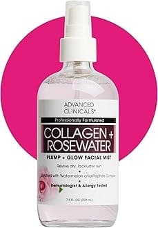 Collagen Rosewater Face Mist Skin Care Reviving & Hydrating Facial Mist for Face | Instant Hydration Face Spray Toner with Pure Rose Water, Collagen, & Natural Extracts, 7.5 Fl Oz