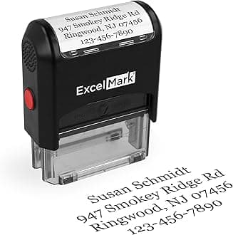 ExcelMark Custom Stamp – Clear & Crisp Impressions – Personalized Self-Inking Rubber Stamp – Use for Address Stamp and More (Medium)