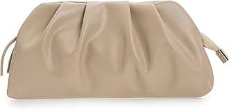 Chic Soft Vegan Leather Clutch Bag Dressy Pleated PU Evening Purse for Women