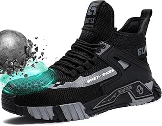 Steel Toe Shoes Men Work Safety Shoes Industrial Construction Shoes Mid Cut Industrial Boots Work Sneakers Comfortable Lightweight Safety Shoes for Work