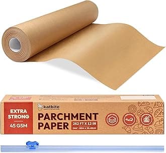 Katbite Baking Paper Parchment Paper Roll 30CM x 80M Non Stick Heavy Duty Greaseproof Parchment Paper for Cooking, Meat, Vegetables, Pizza