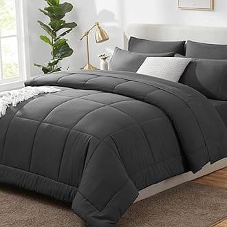 - CozyLux King Size Comforter Set Dark Grey, 7 Pieces Bed in a Bag, Dark Grey Comforter King Size, All Season Bedding Sets with Stitch Quilted Comforter, Flat Sheet, Fitted Sheet, Pillowcases