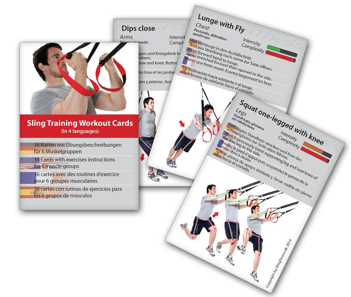 VarioSling Suspension-Trainer Exercise Cards - Training Routine/Program with 54 Different Exercises | Sling-Trainer | Fitness Card Game Sports Gym Workout Cards