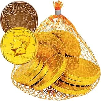Fruidles Chocolate Coins in Mesh Bags, 10 Belgian Milk Chocolate Half-Dollar Gold Coins Per Mesh Bag, Total 108oz Bag (72-Pack)