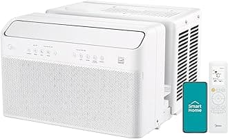 Midea 12,000 BTU U Shaped Smart Inverter Window Air Conditioner, Cools up to 550 Sq. Ft.,Ultra Quiet with Open Window Flexibility, Works with Alexa/Google Assistant, 35% Energy Savings, Remote Control