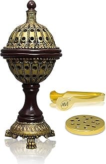 Lux Globe Incense Burner - Bakhoor Cone Holders | Insence bukhoor Burners| Frankincense Burner Charcoal | Mabkhara | for Office & Spiritual Décor (Bronze)