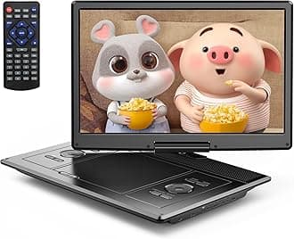 Yoton 16.9" Portable DVD Player with 14.1" HD Swivel Screen for Car, 4-6 Hours Playtime with Battery, Smart Memory Playback, USB/SD Support [Blu-ray Not Supported]