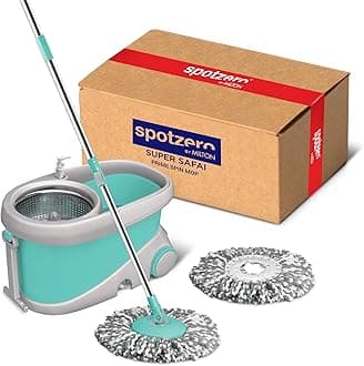 Spotzero by MILTON Spin Mop and Bucket with 2 Microfiber Refill, Liquid Dispenser, Wringer Set - Extendable Handle 360° Spinning Mop for Floor Cleaning, ممسحة ارضيات - Prime - Aqua Green