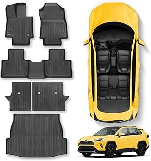 Floor Mats for Toyota RAV4(Include Hybrid) 2025 2024-2019 6Pcs All Weather RAV4 Floor Mats Full Set for Toyota RAV4 Accessories 2025 2024-2019 TPE Back Seat Cover Protector
