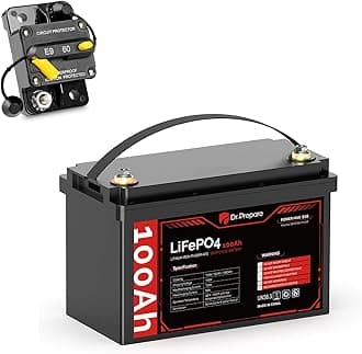 DR.PREPARE 12V 100Ah Trolling Motor LiFePO4 Battery with 60A Circuit Breaker Kit, Group 31 Lithium Iron Phosphate Battery with 100A BMS, Grade A+ Cells, Low-Temp Protection for Boats, Marine, RV