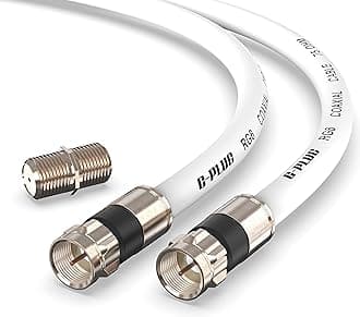 G-PLUG 2FT RG6 Coaxial Cable Connectors Set - High-Speed Internet, Broadband and Digital TV Aerial, Satellite Sky Cable Extension- Weather-Sealed Double Rubber O-Ring and Compression Connectors White