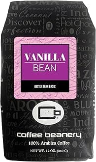 Vanilla Bean Flavored Coffee, Specialty Arabica Coffee, Medium Roast, 12 ounce, Whole Bean