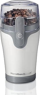 Hamilton Beach Fresh Grind Electric Coffee Grinder for Beans, Spices and More, Stainless Steel Blades, Removable Chamber, Makes up to 12 Cups, White