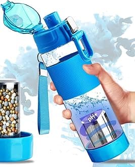 TERRIFI Filterelated Quickly Alkaline Water Bottle,22oz Bottle Reduce ORP Ph Water Filter Bottle Alkaline 9.5,One Key to Open Portable Alkaline Water Filter Bottle for Sports, Camping